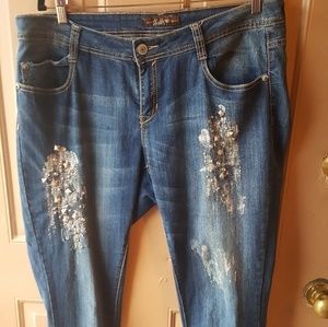 Denim Silver Studded Jeans